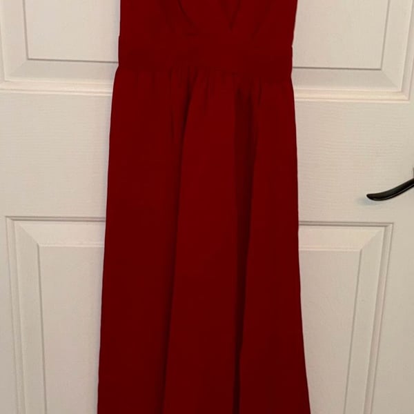 Amazon Red Crisscross Backless Cami Maxi Dress Medium