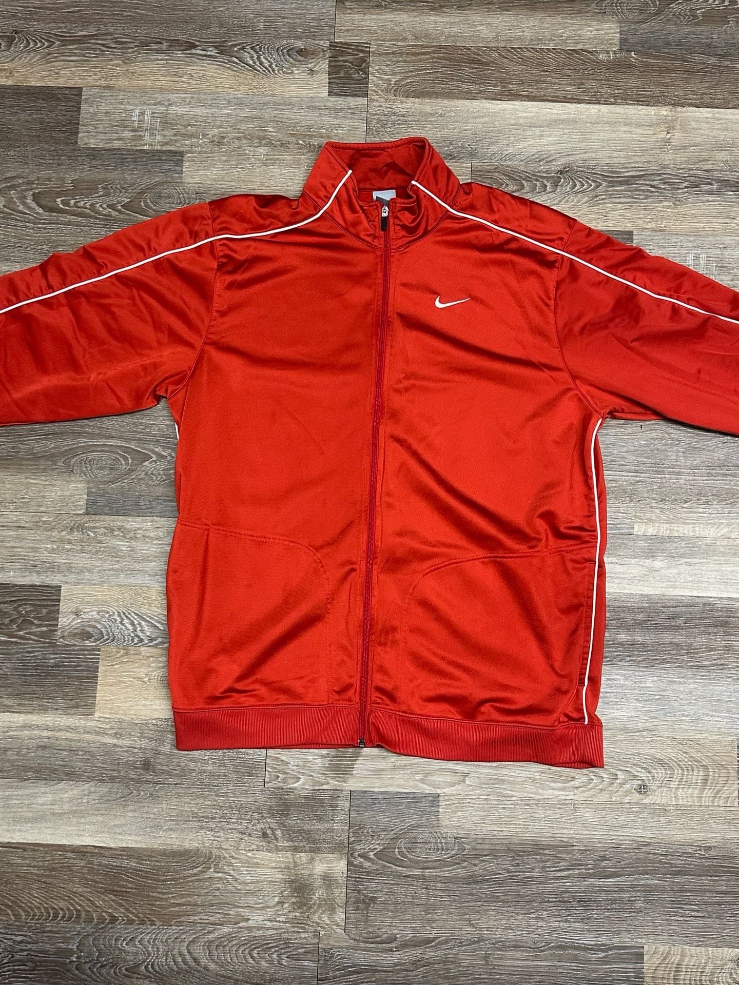 Nike Vintage Red Full Zip Track Jacket with White Piping Size XXL 2