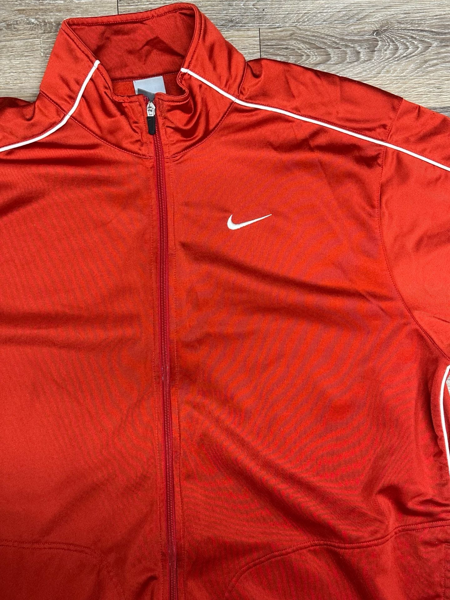 Nike Vintage Red Full Zip Track Jacket with White Piping Size XXL 4