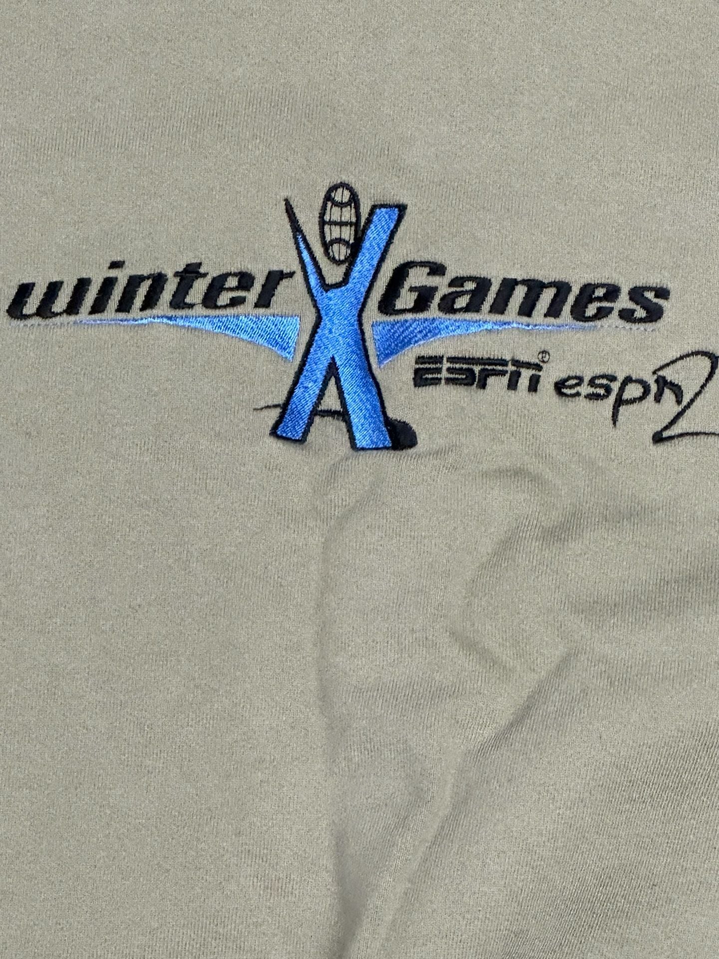 Vintage BASICSS Winter X Games ESPN Crewneck Sweatshirt Size L Sage Green 3
