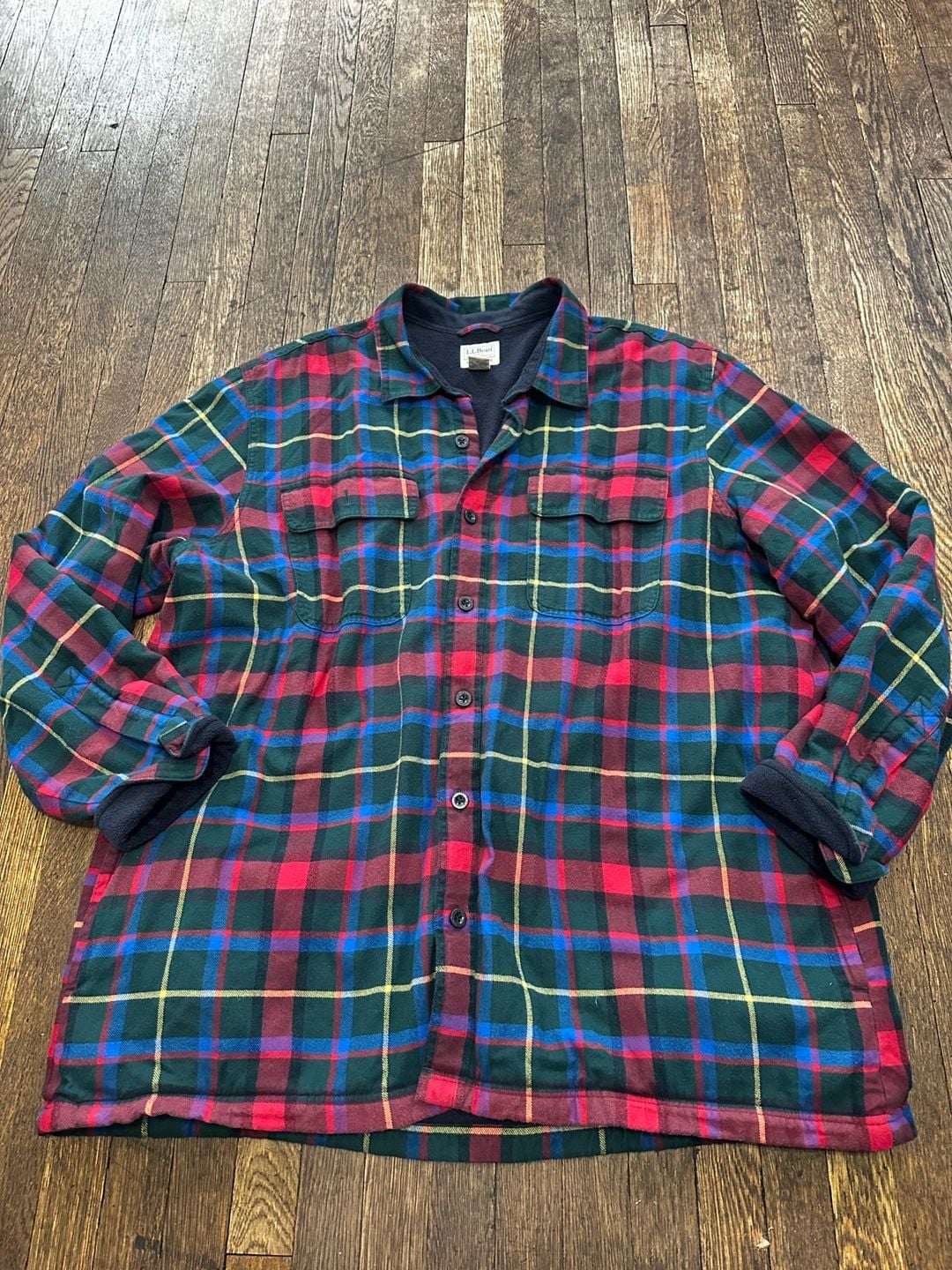 L.L.Bean Fleece-Lined Flannel Shirt Jac Plaid XXL-REG Outdoor Barn 2