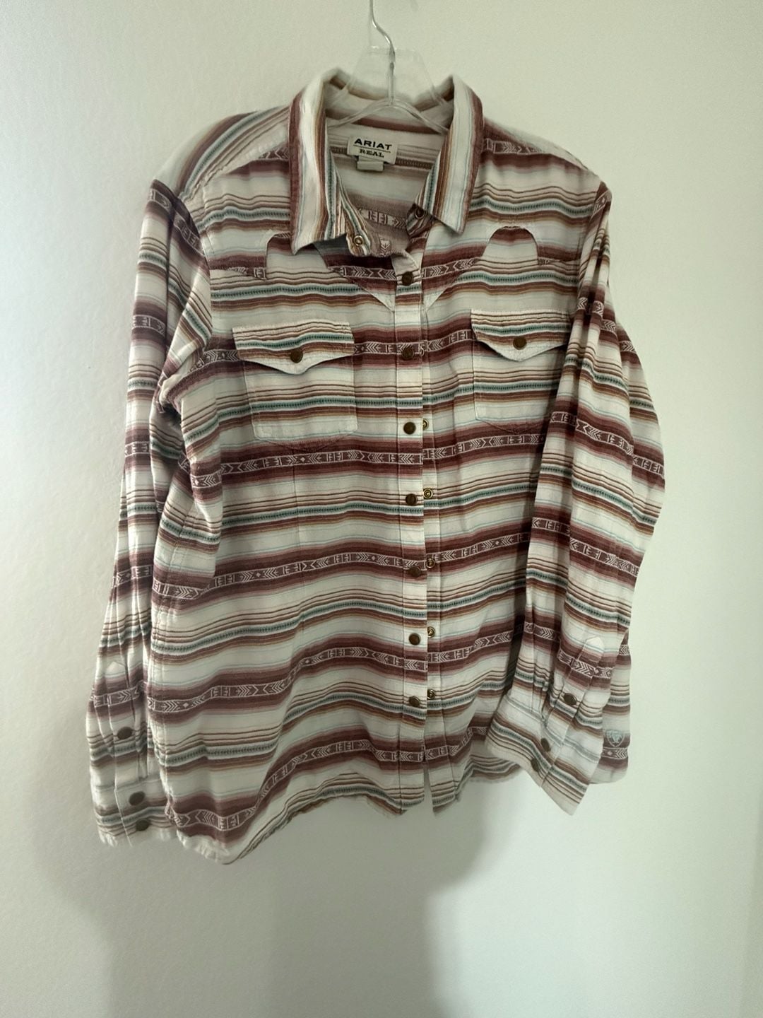 Ariat R.E.A.L. Women's Southwestern Stripe Long Sleeve Western Shirt, Size XL 1