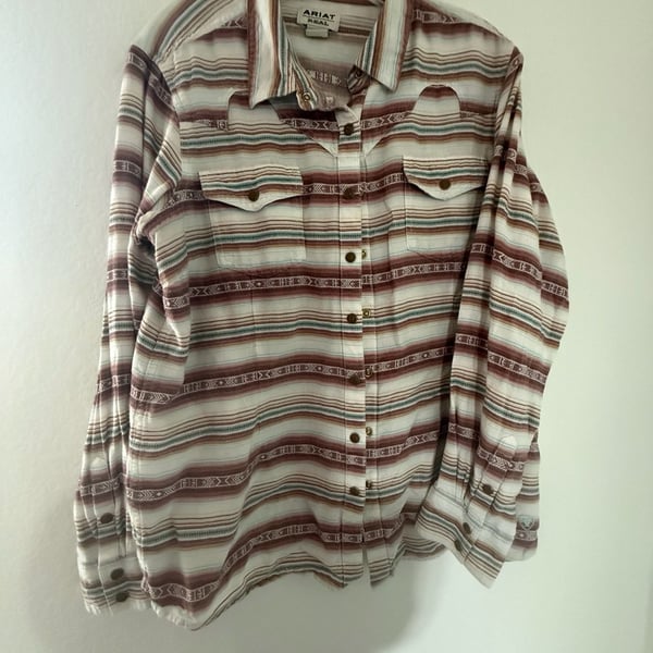 Ariat R.E.A.L. Women's Southwestern Stripe Long Sleeve Western Shirt, Size XL