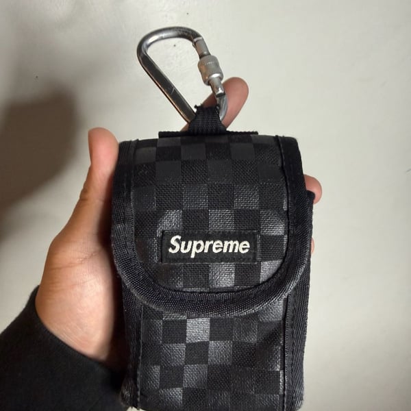 Supreme FW11 Damier Printed Check Camera Pouch Black 