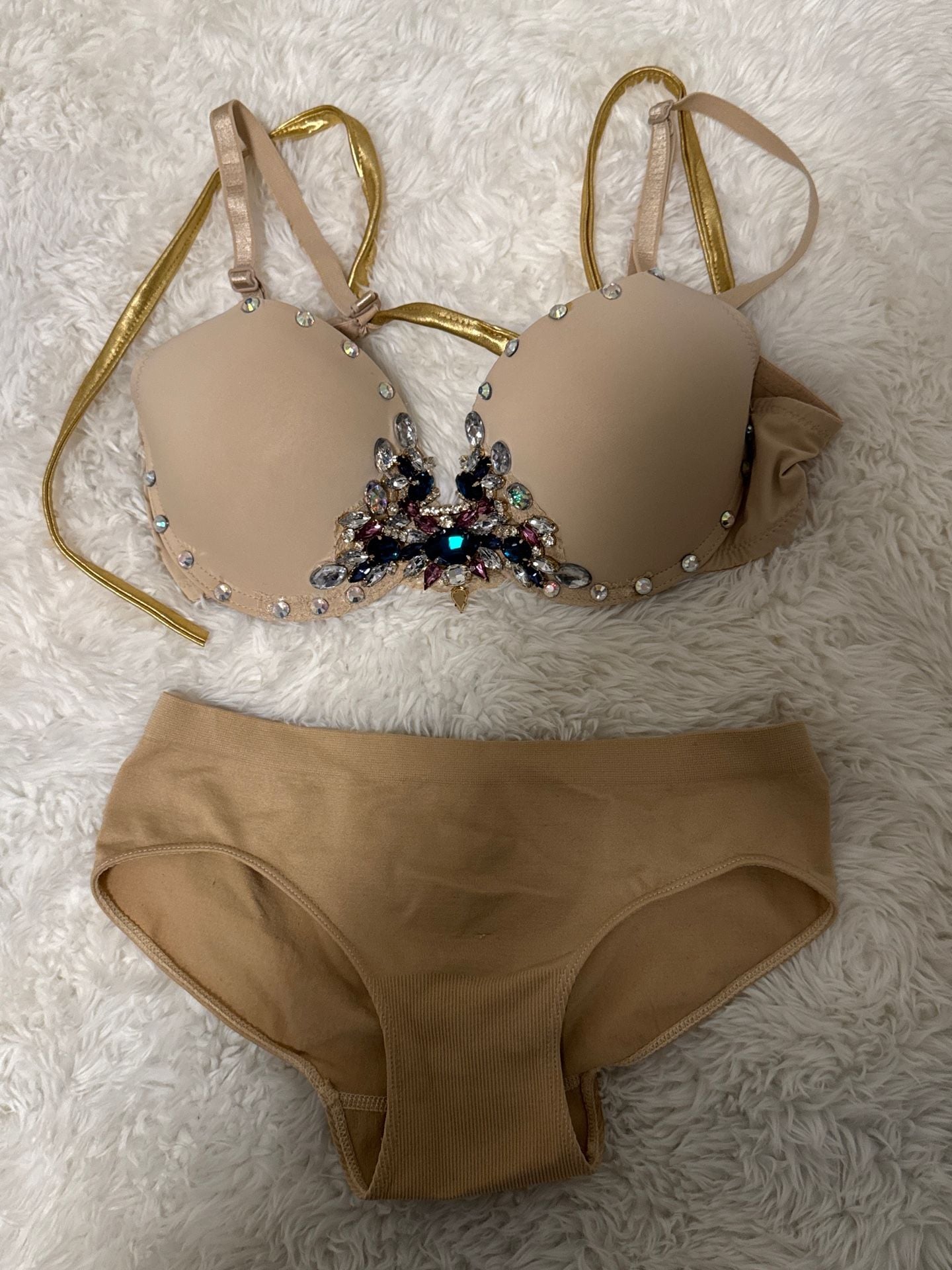 Very Sexy Jeweled Embellished Push-Up Bra and Panty Set 1
