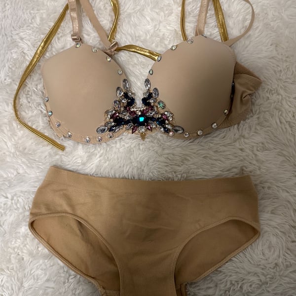 Very Sexy Jeweled Embellished Push-Up Bra and Panty Set