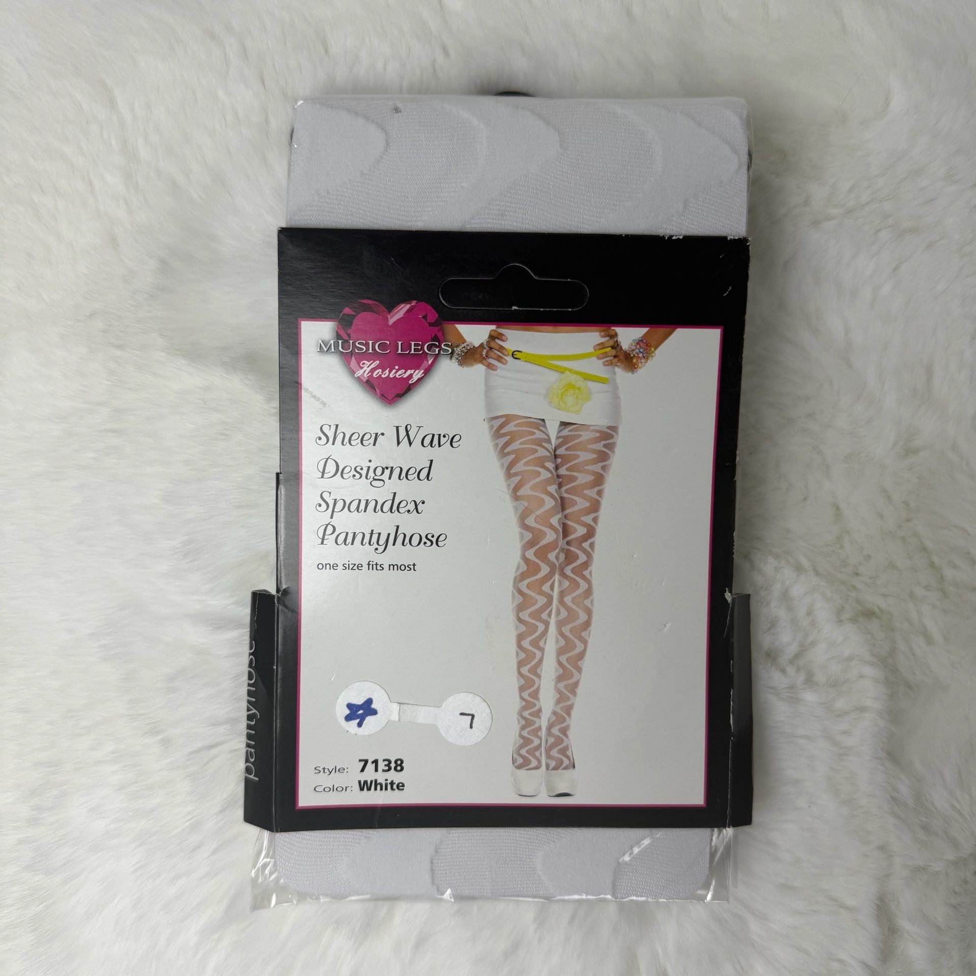 White Sheer Wave Designed Pantyhose Tights! 🤍 1
