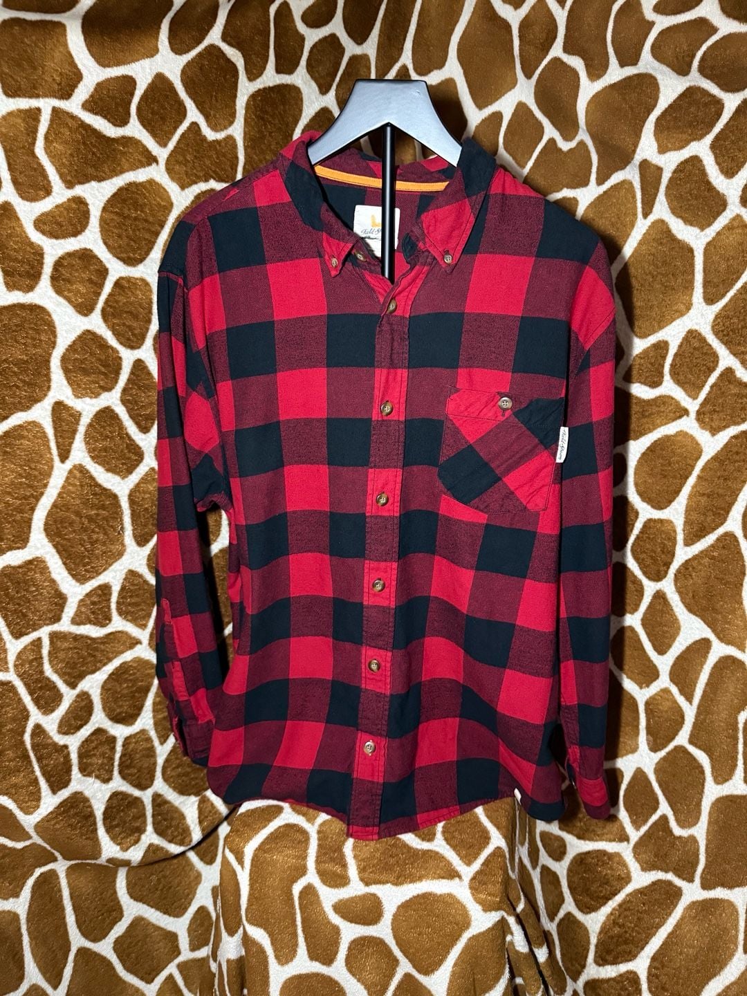 Field & Stream Red and Black Buffalo Plaid Flannel Shirt, Size XL 2
