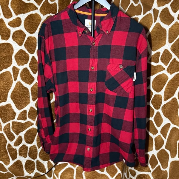 Field & Stream Red and Black Buffalo Plaid Flannel Shirt, Size XL