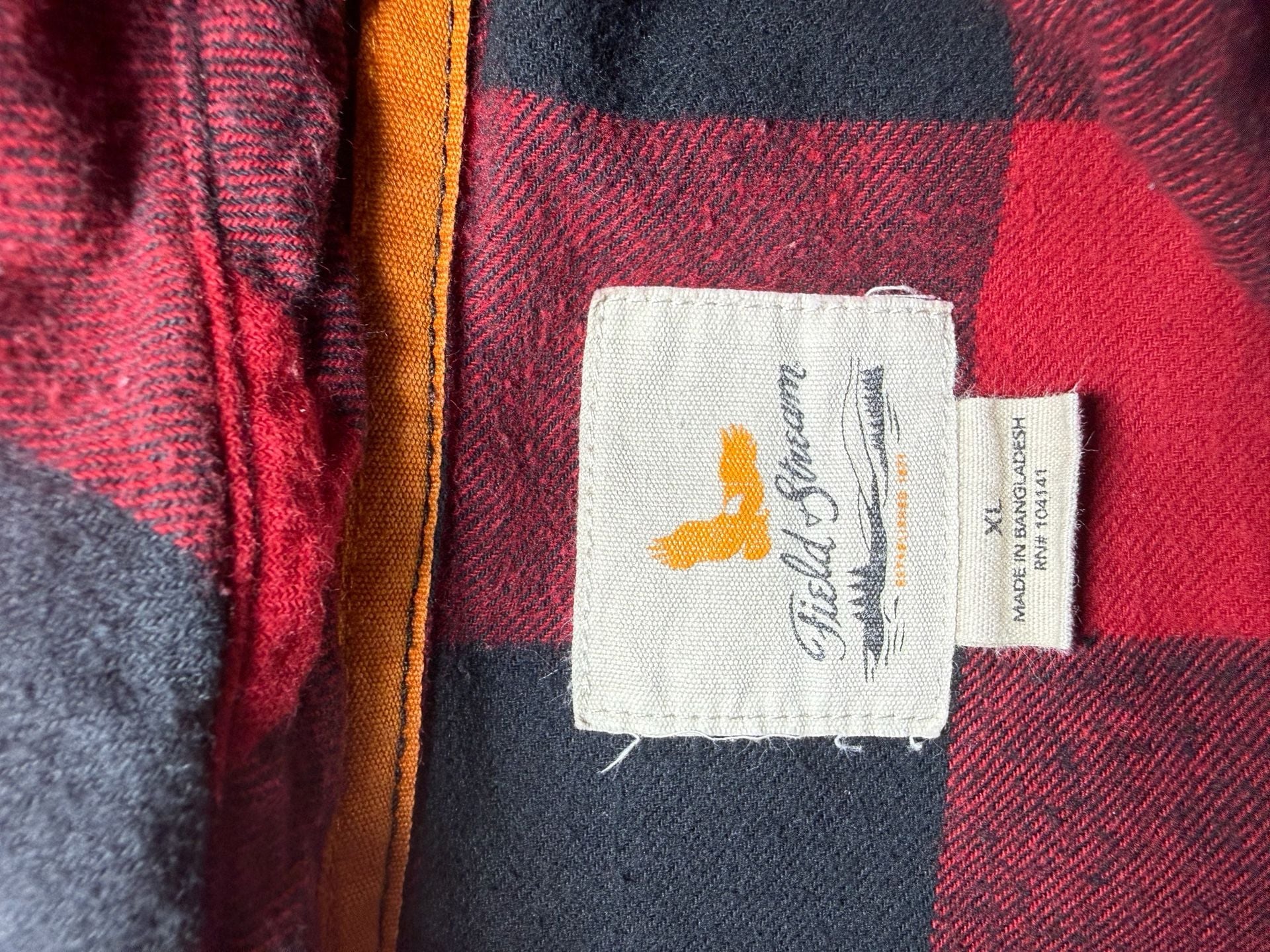Field & Stream Red and Black Buffalo Plaid Flannel Shirt, Size XL 4