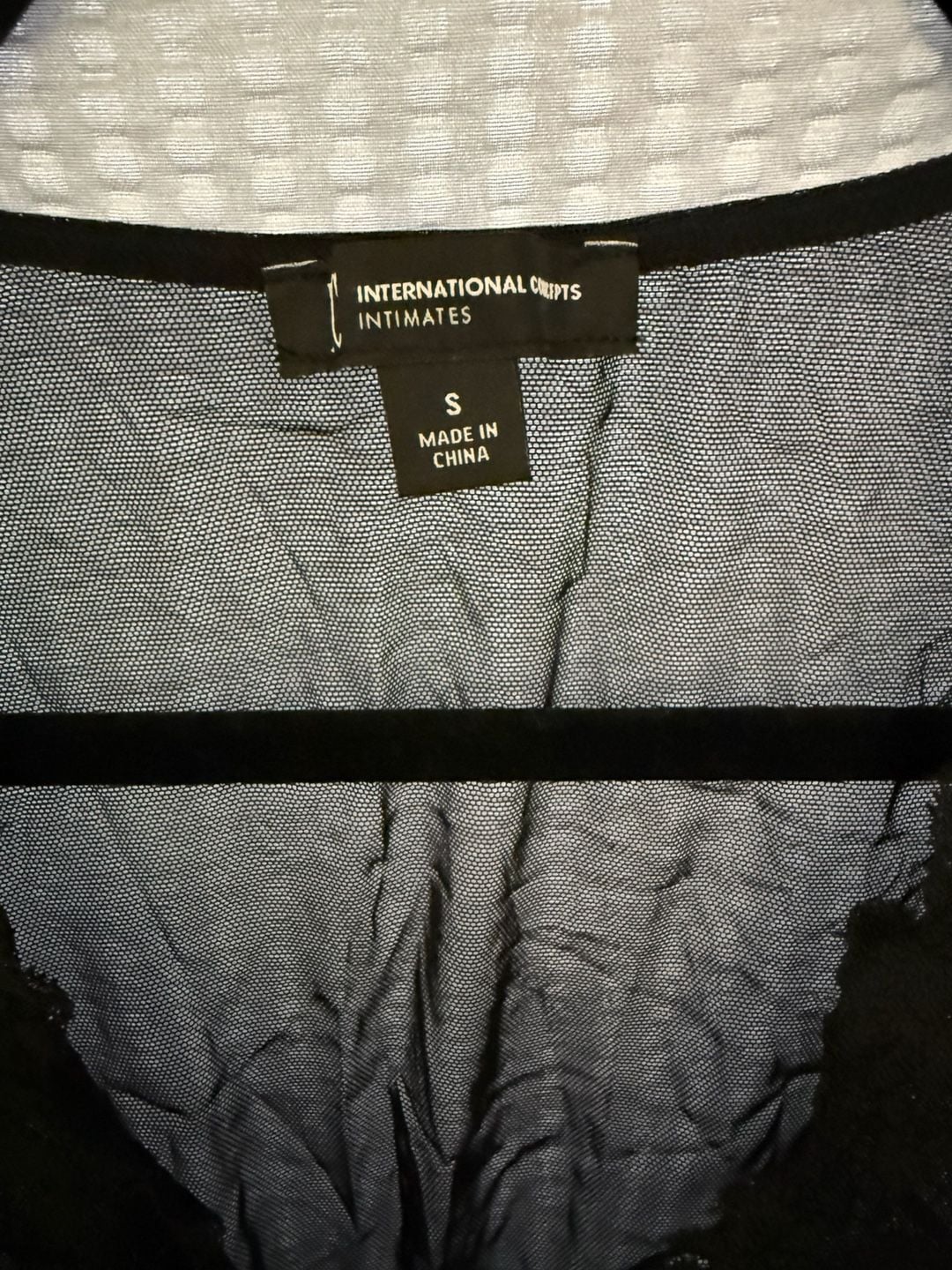 INC International Concepts Intimates Black Lace Mesh Long Sleeve Bodysuit Size S 3