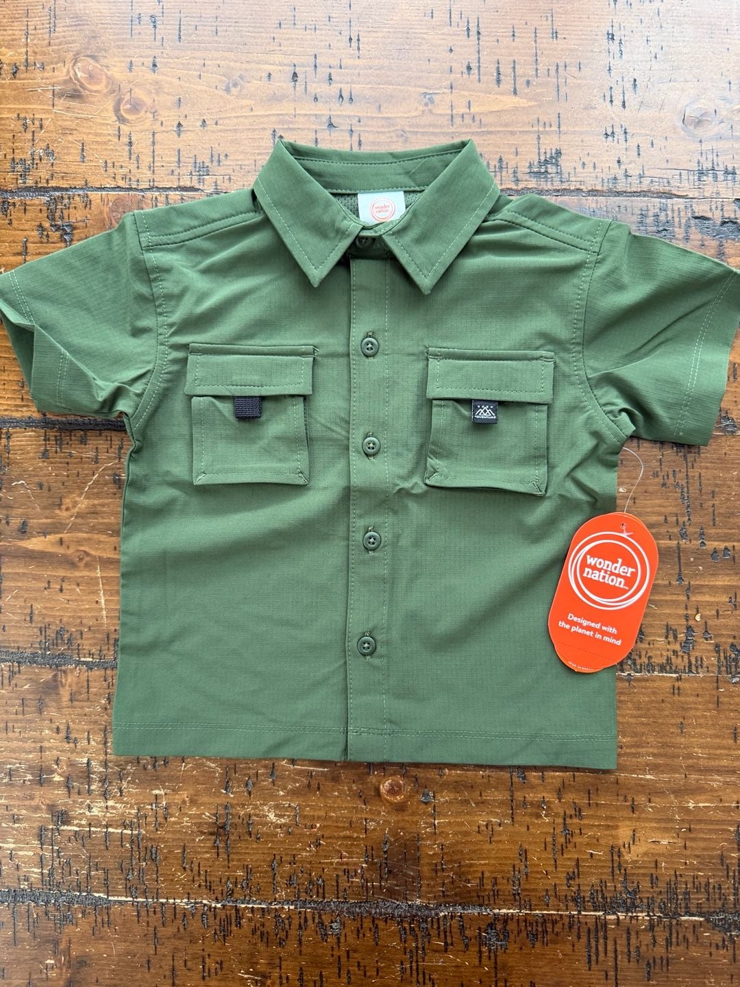 Wonder Nation Toddler Boys Adventure Shirt, Green Leaf, 18M 2