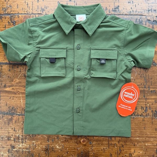 Wonder Nation Toddler Boys Adventure Shirt, Green Leaf, 18M