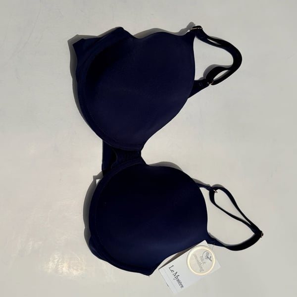 Le Mystère Second Skin Back Smoothing Bra, Size 32D/E, Navy Blue