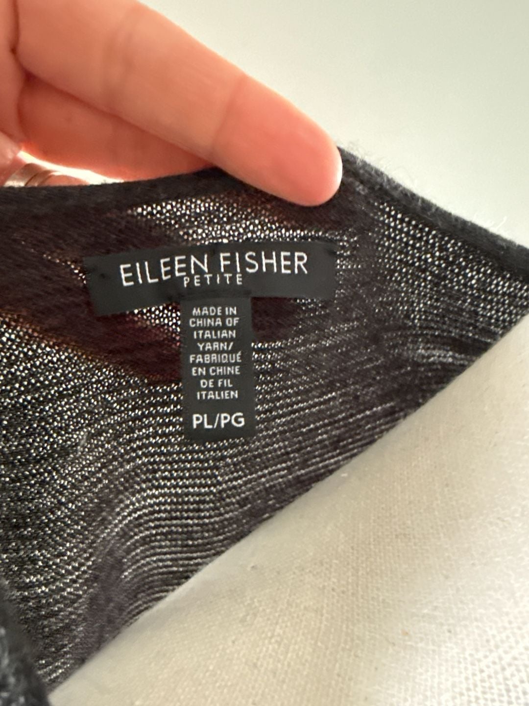 Eileen Fisher Petite Large Charcoal Grey Long Sleeve Knit Sweater Dress PL 5