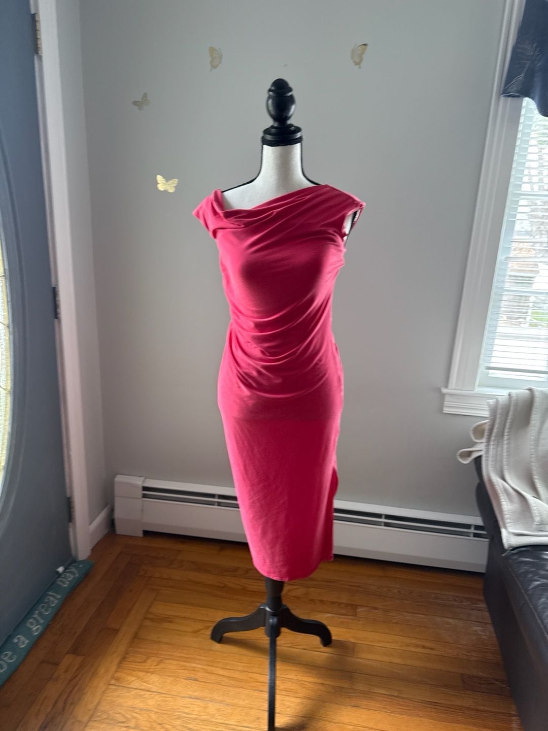 A New Day Pink Sleeveless Draped Neck Midi Dress Size XS 2