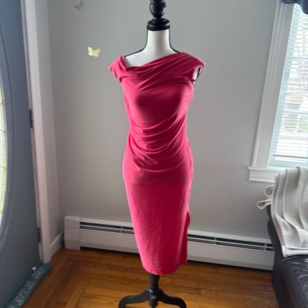A New Day Pink Sleeveless Draped Neck Midi Dress Size XS
