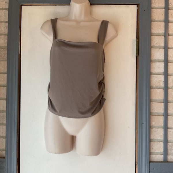 Faded Rose Taupe Square Neck Tank Top Size XL