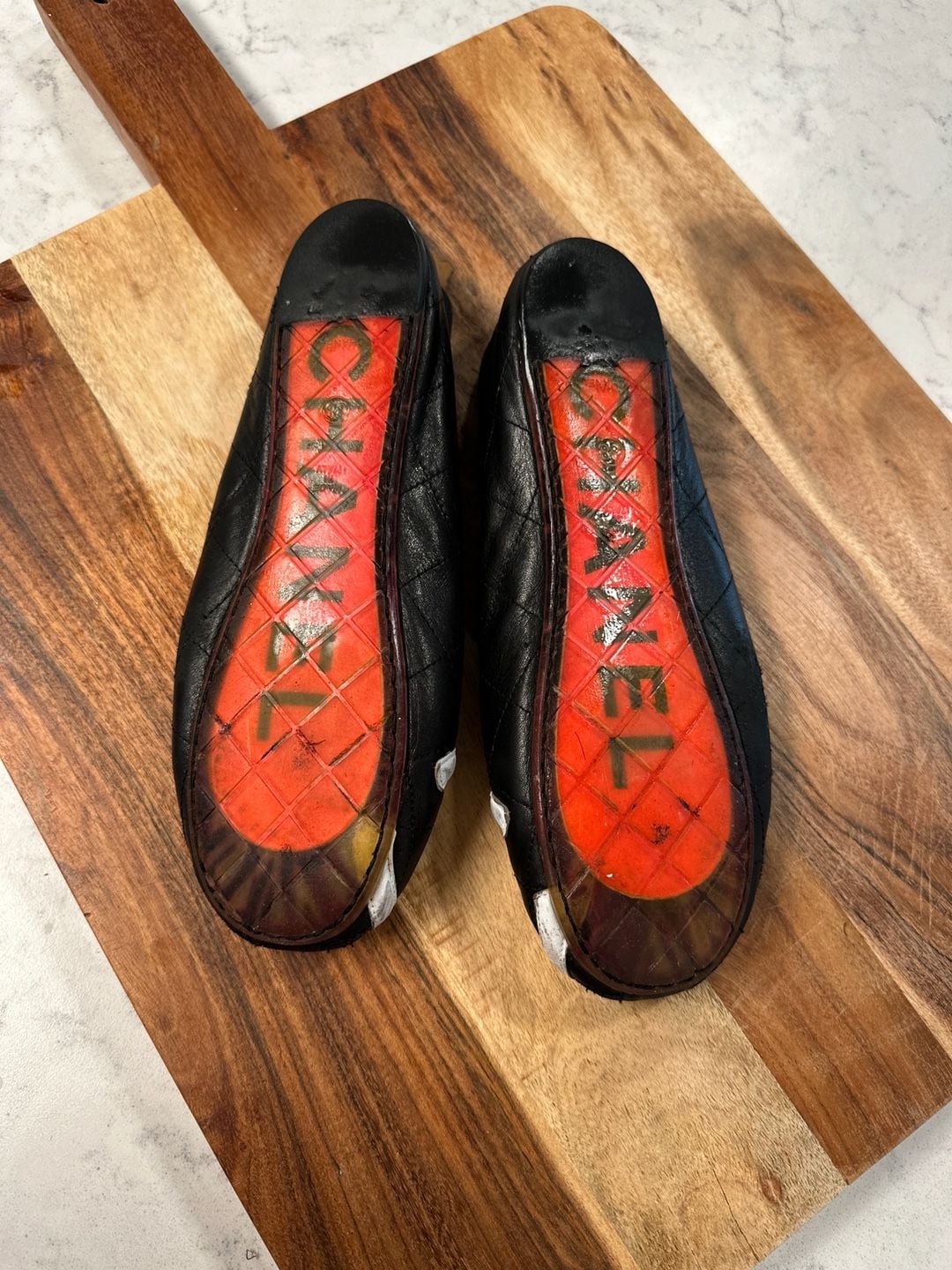 Chanel Quilted Leather Ballet Flats with Large CC Logo 5