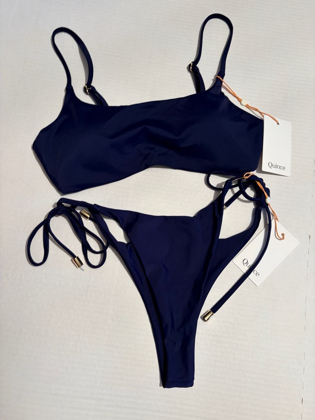 Quince Navy Recycled Nylon Scoop Neck Bikini Set Size M 1