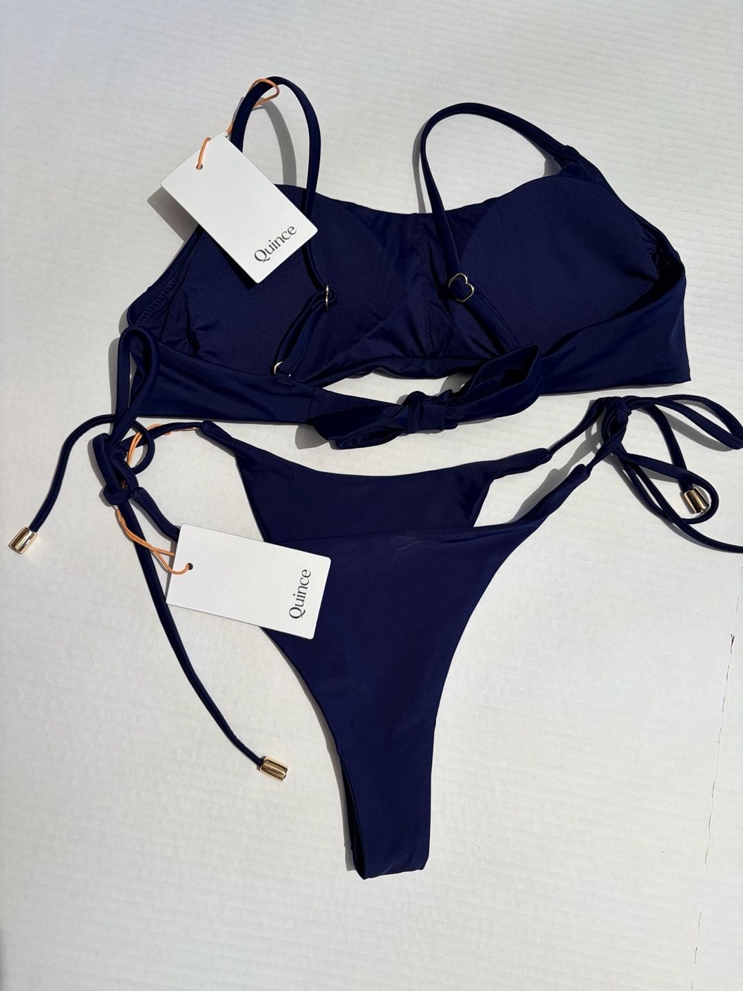 Quince Navy Recycled Nylon Scoop Neck Bikini Set Size M 2