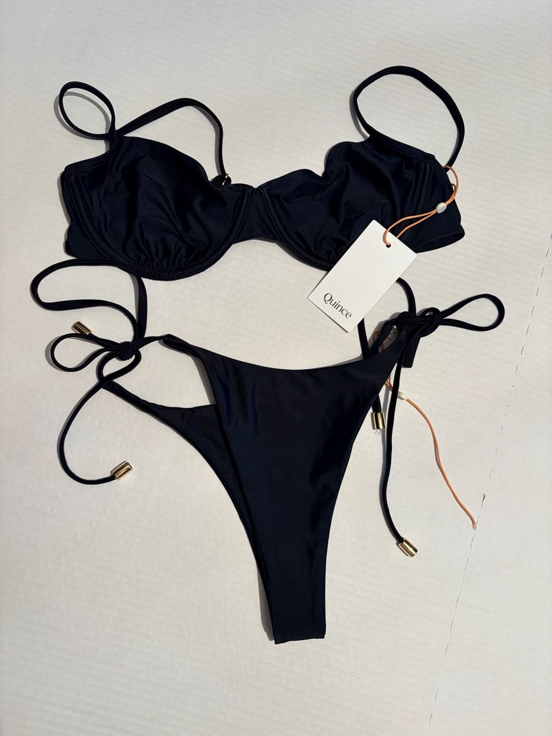 Quince Black Italian Demi Underwire Bikini Set, Size M 1
