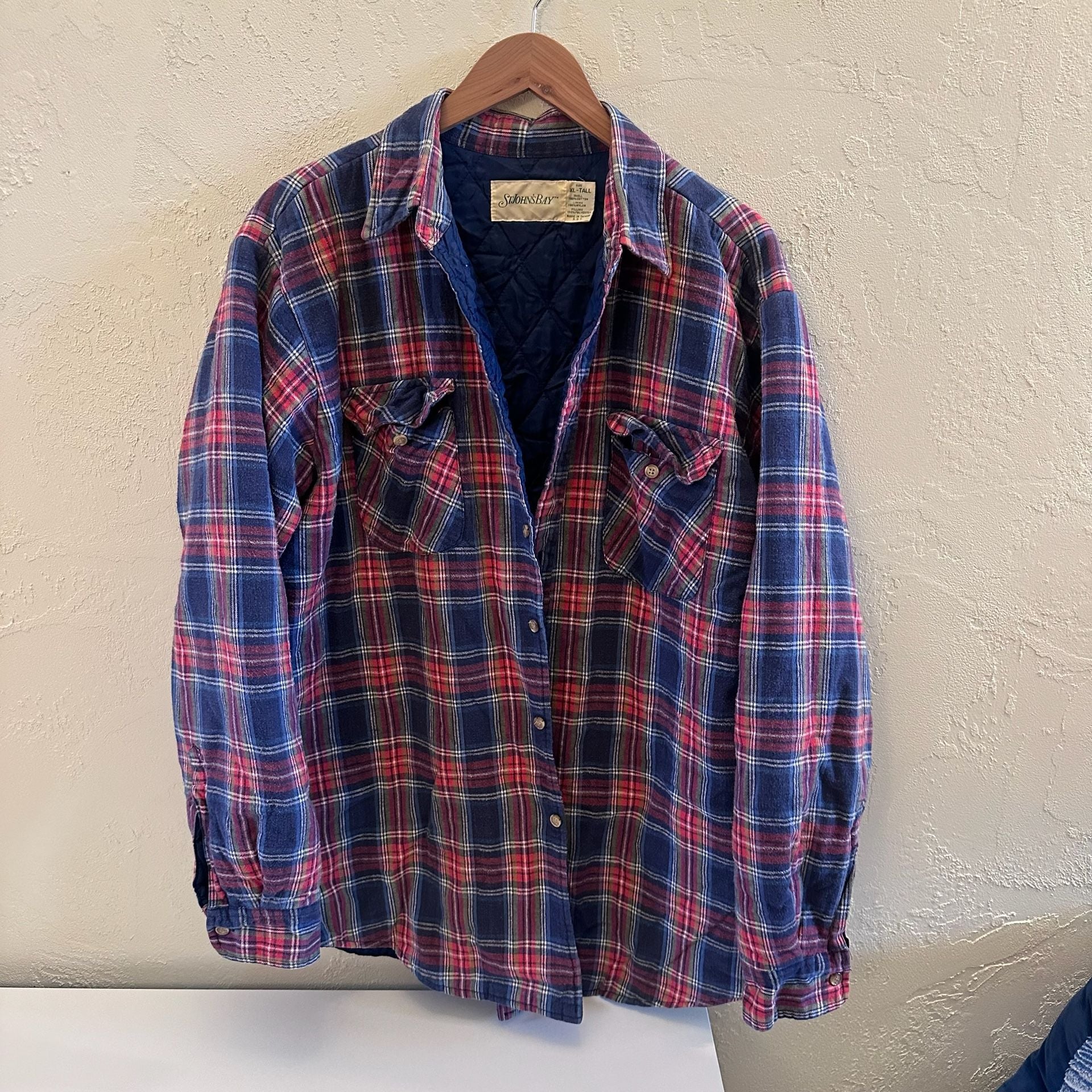 St. John's Bay Vintage Quilted Lined Plaid Flannel Shirt Jacket XL-Tall 4