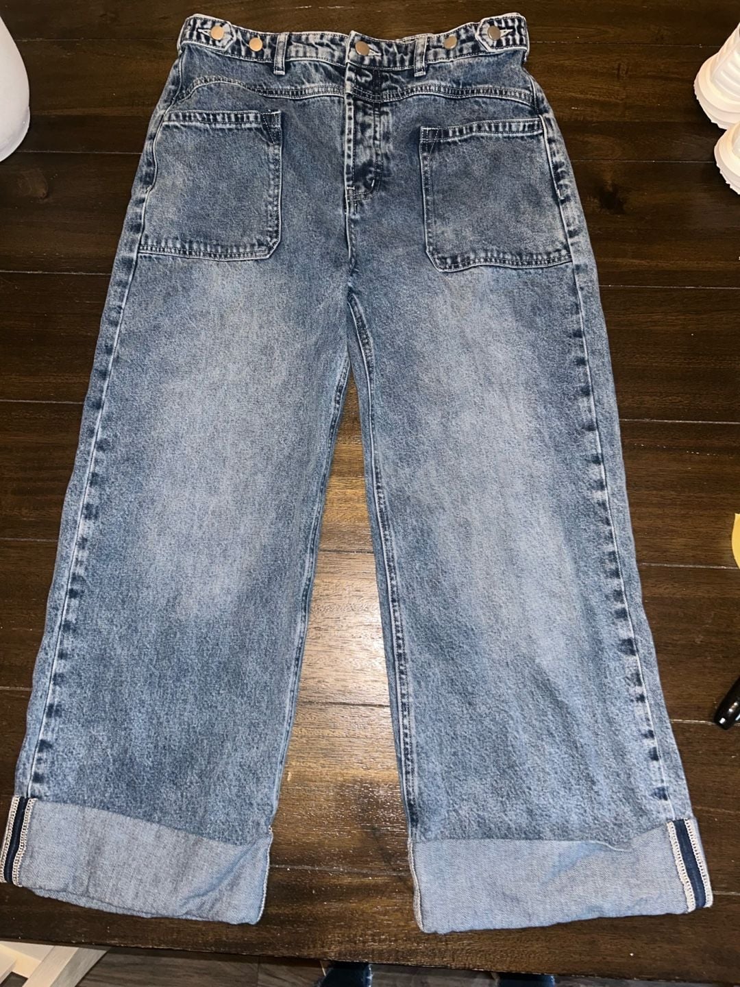 Altar'd State High Rise Wide Leg Patch Pocket Jeans Size 28 2