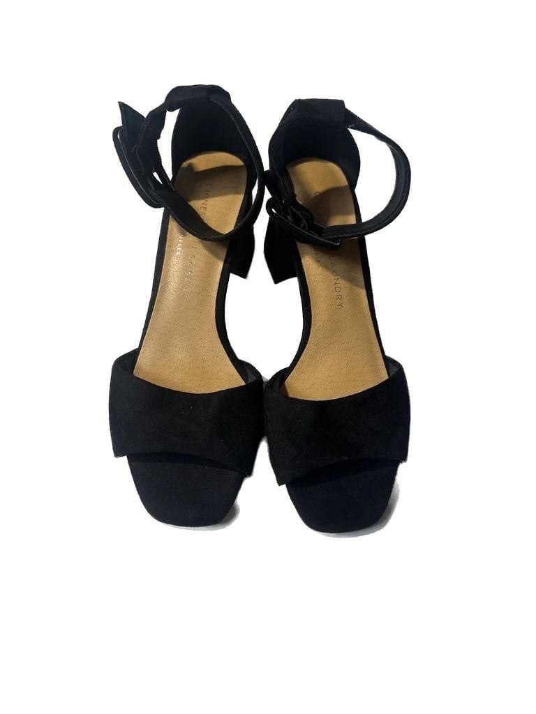 Chinese Laundry Yippy Black Suede Block Heel Sandals Size 8 2