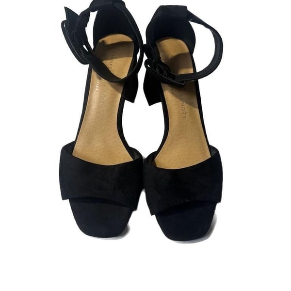 Chinese Laundry Yippy Black Suede Block Heel Sandals Size 8