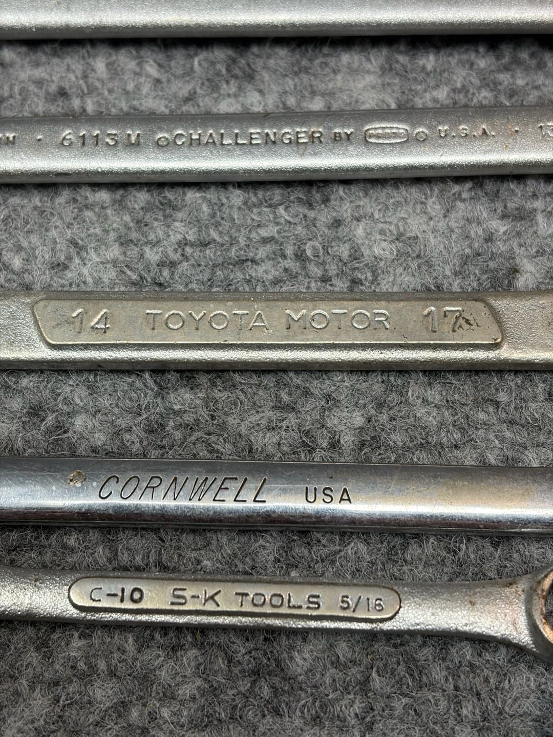 6pc Vintage Wrench Lot - Mac Tools S 161, Proto Challenger, Cornwell, S-K,Toyota 4
