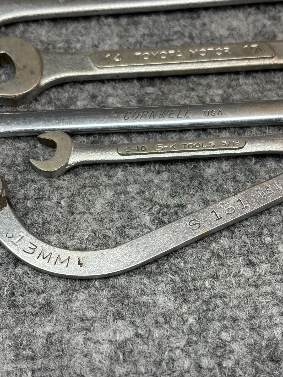 6pc Vintage Wrench Lot - Mac Tools S 161, Proto Challenger, Cornwell, S-K,Toyota 7