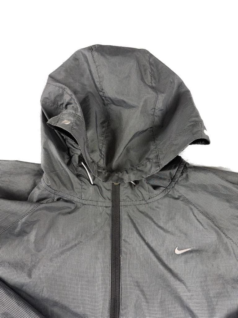 Nike Running Lightweight Hooded Windbreaker Jacket Grey Grid Pattern 7