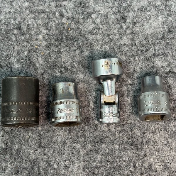 Snap-on 4pc Metric Socket Lot: 14mm Impact, 13mm Universal, 10mm & 8mm