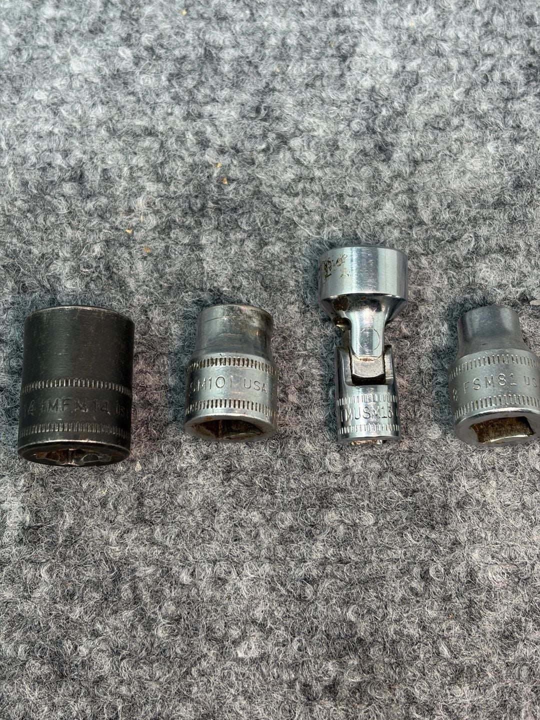 Snap-on 4pc Metric Socket Lot: 14mm Impact, 13mm Universal, 10mm & 8mm 4