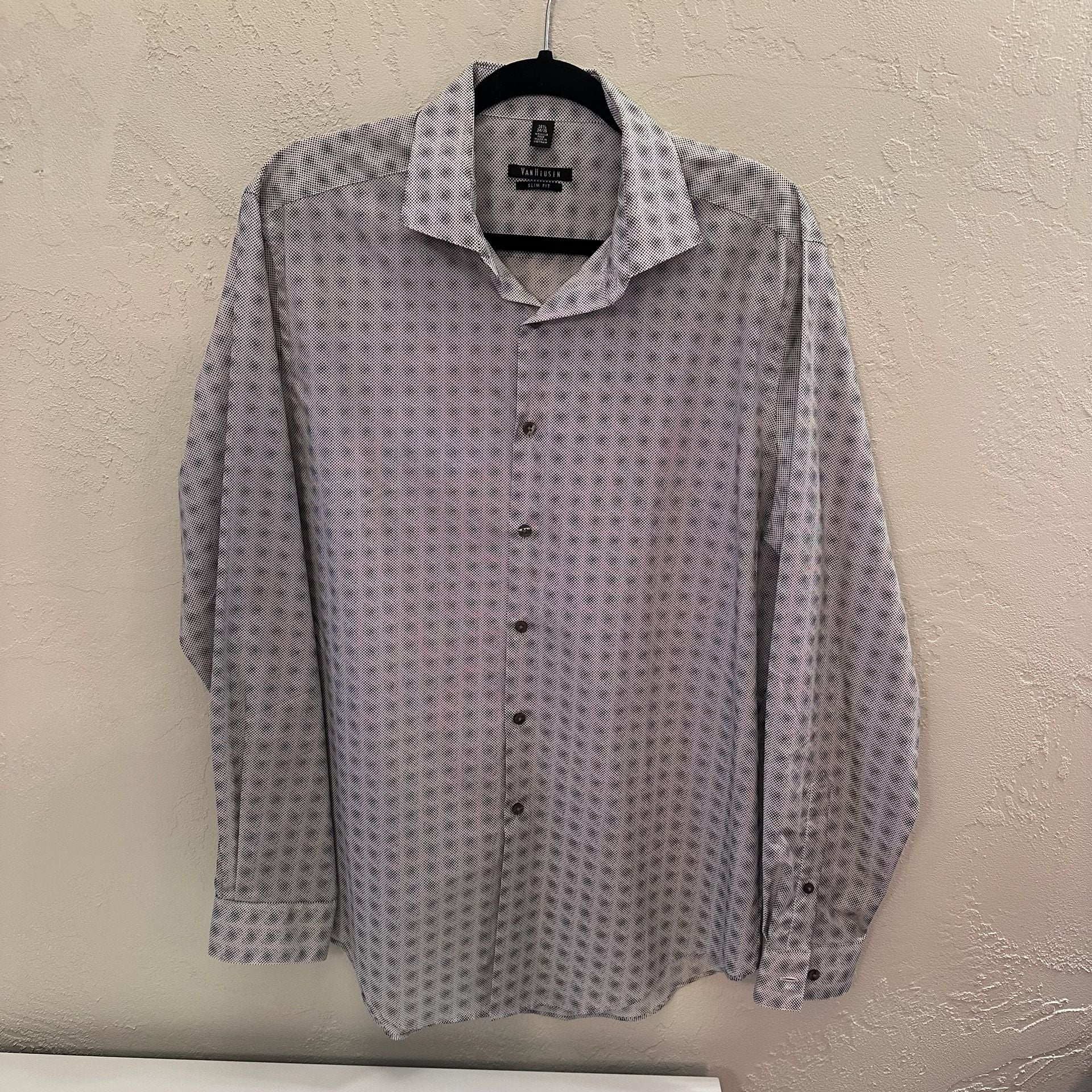 Van Heusen Slim Fit Wrinkle Free Long Sleeve Dress Shirt 16.5 34/35 2