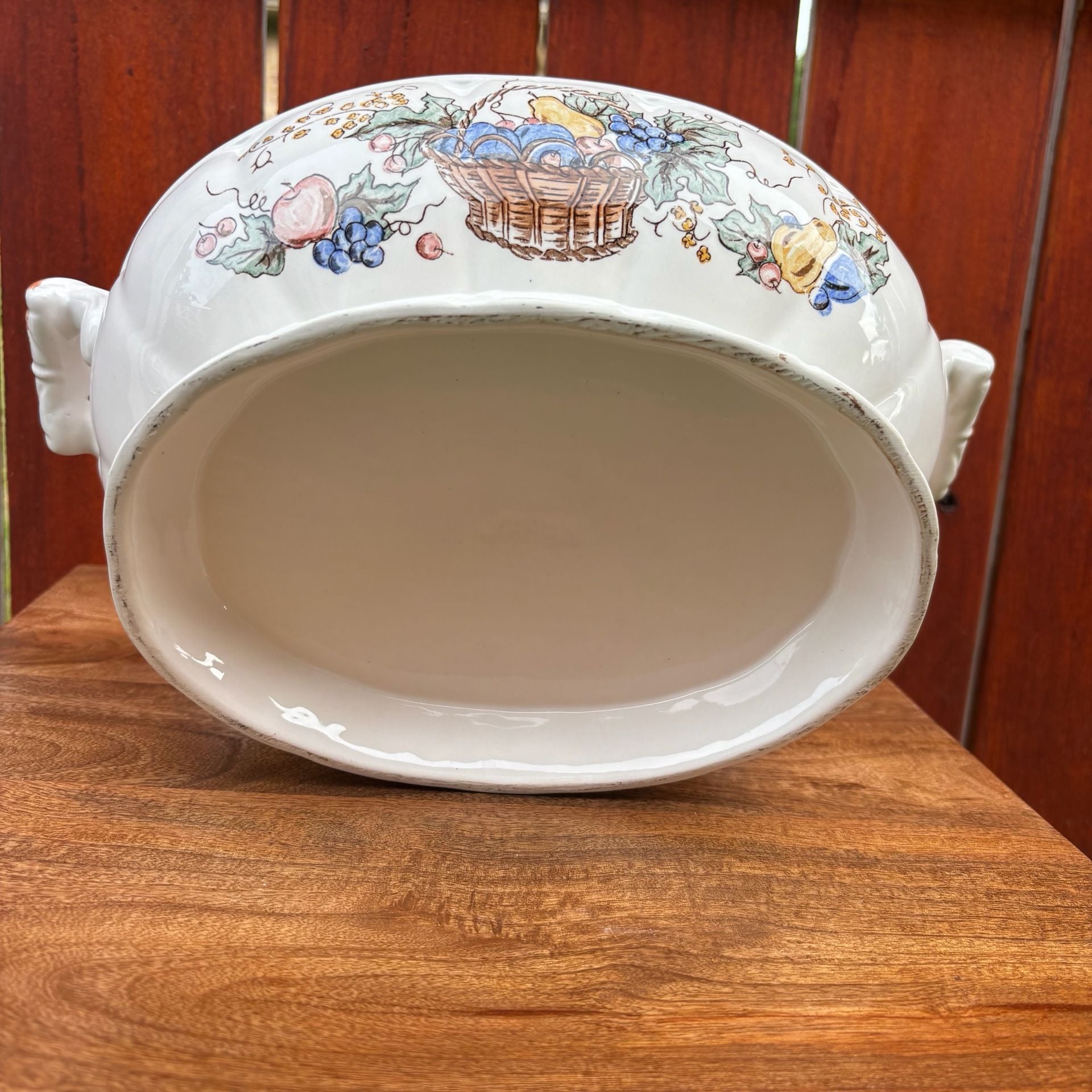 Vintage Harvest Fruit Basket Ceramic Soup Tureen with Lid 3