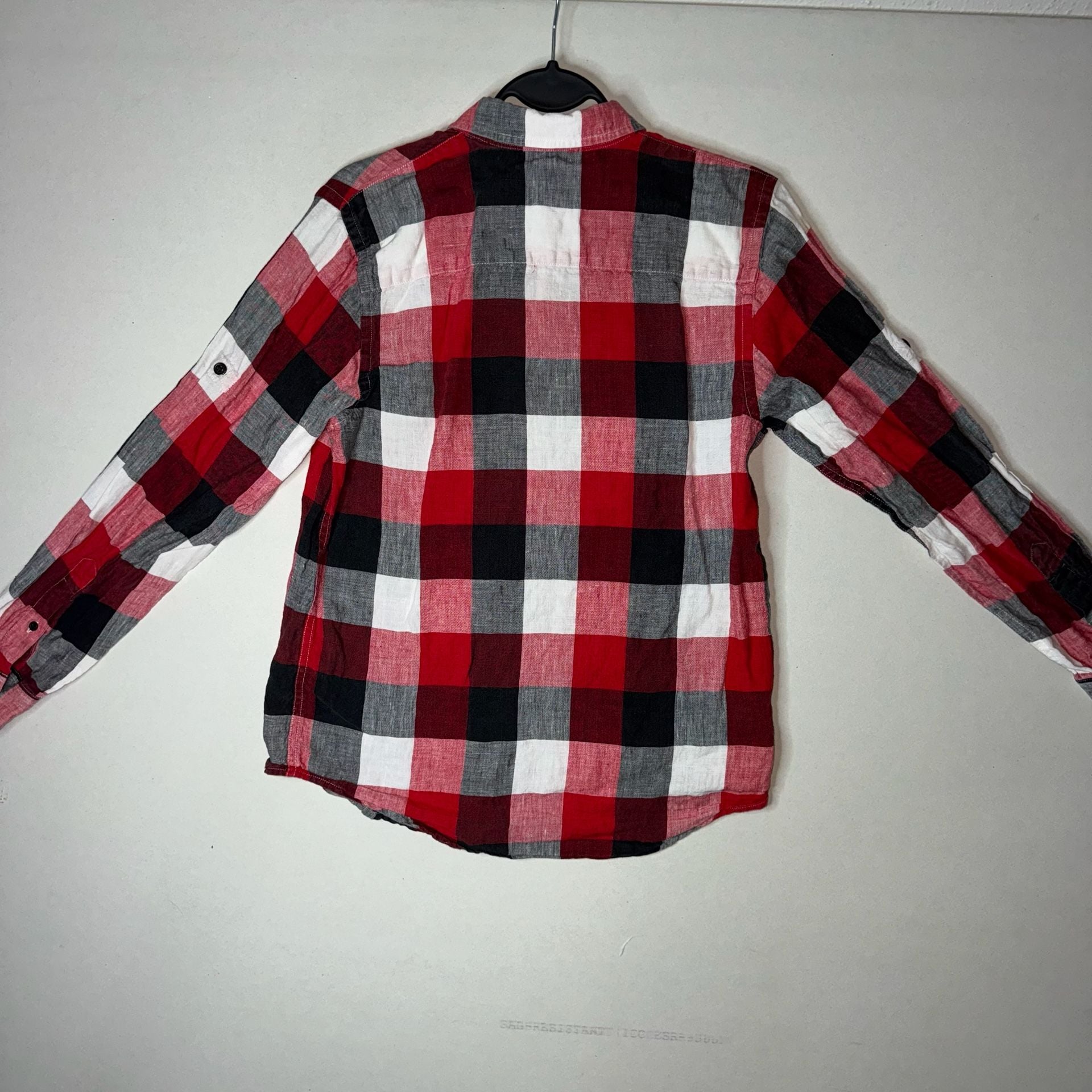 Lauren Ralph Lauren Red Black White Buffalo Plaid Linen Button Down Shirt Size S 11