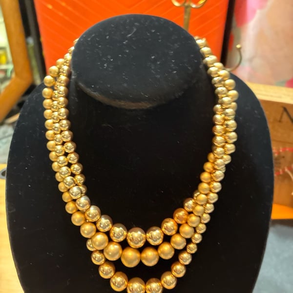 Vintage 1950s Japanese Gold Glass Pearls