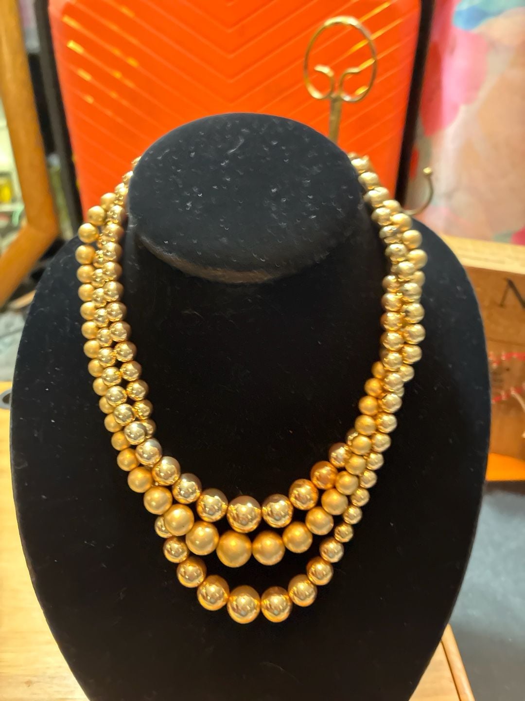 Vintage 1950s Japanese Gold Glass Pearls 3