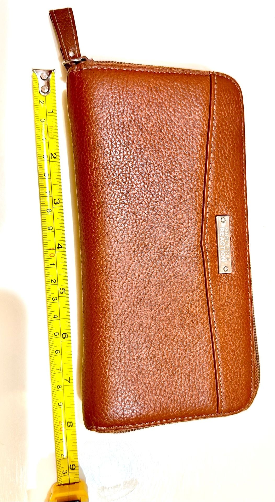 Kenneth Cole Reaction Brown Pebble Genuine Leather Zip Around Continental Wallet 4