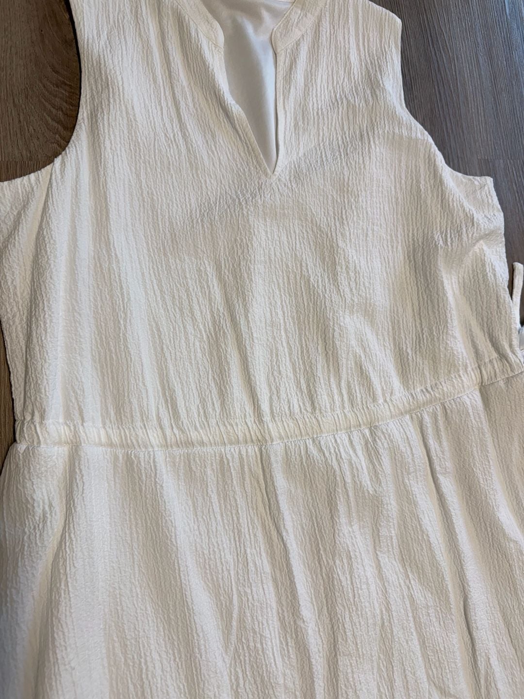 Anne Klein White Sleeveless Crinkle Midi Dress with Side Tie Size 16 3