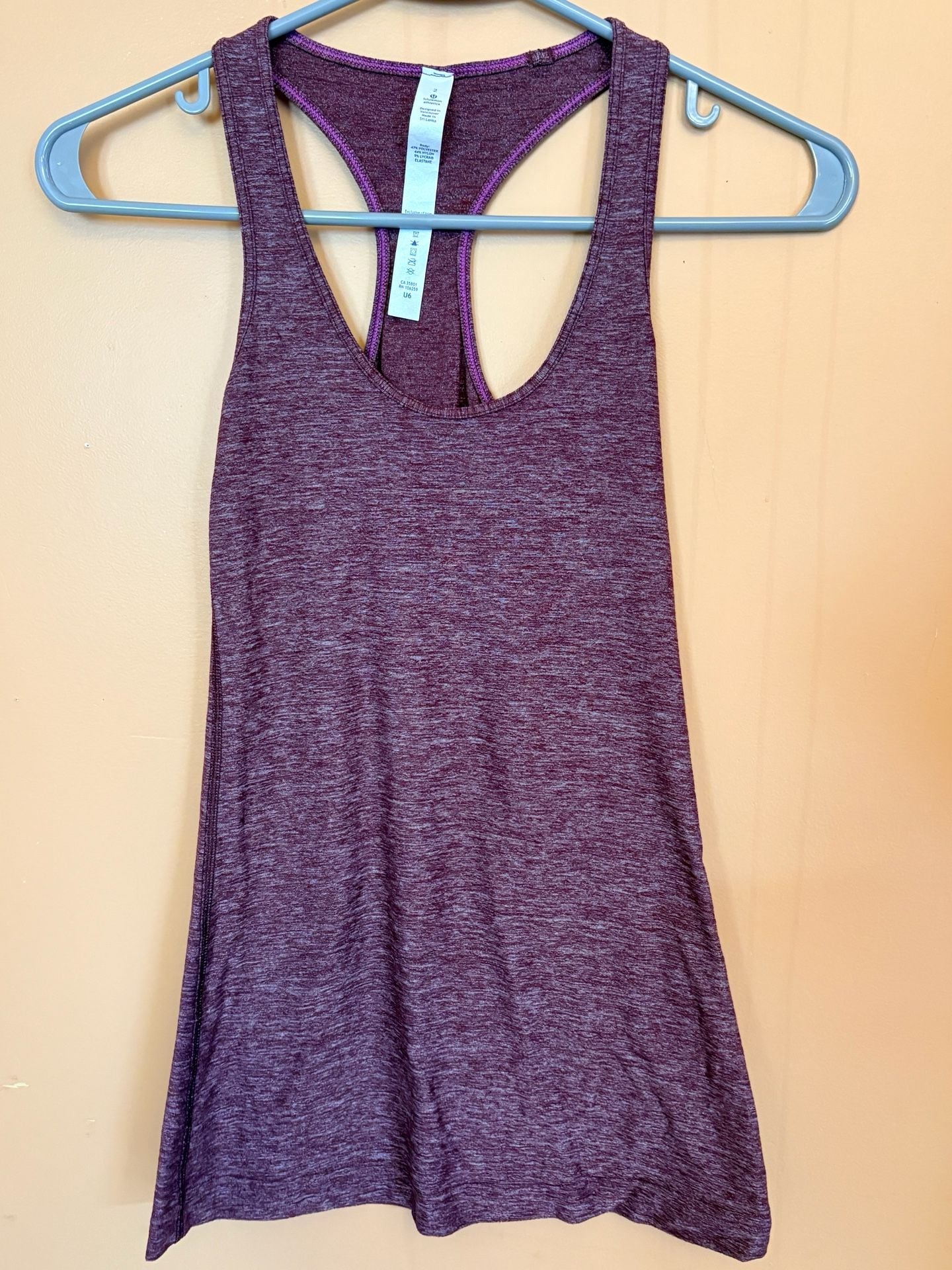 NWOT Lululemon Cool Racerback Tank Heathered Black Cherry Size 2 3