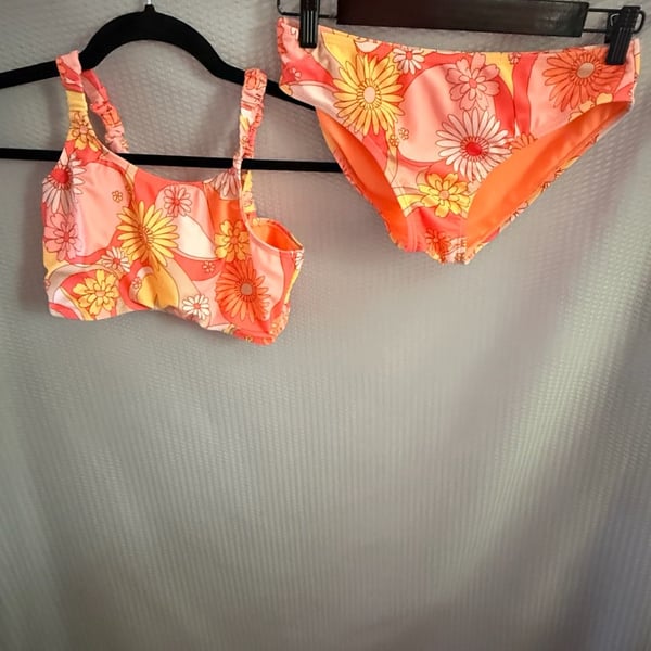 Breakwater Girls Retro Floral Two-Piece Bikini Swimsuit Size 16