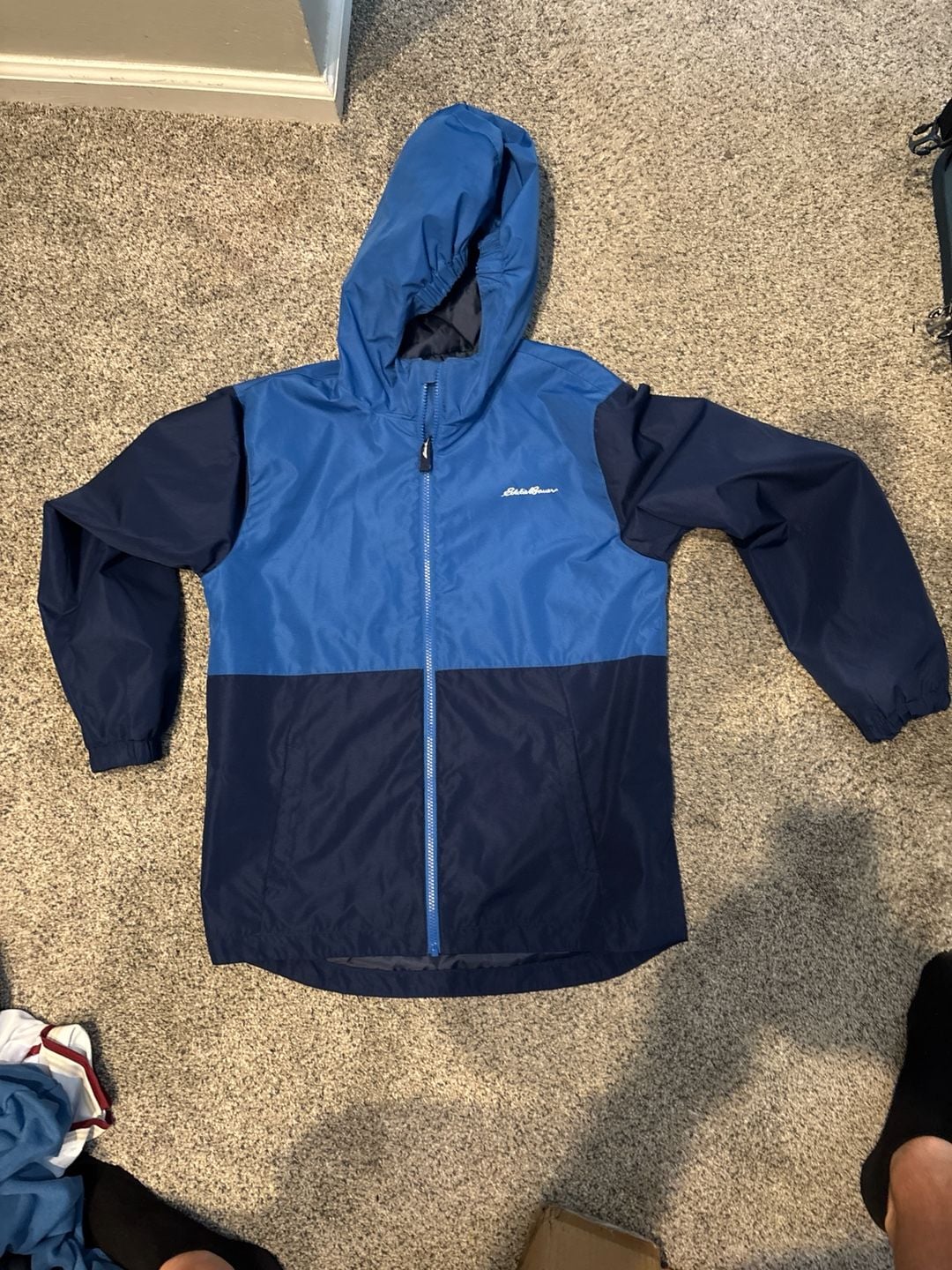 Eddie Bauer Kids L (14/16) Colorblock Hooded Windbreaker Jacket Blue 2