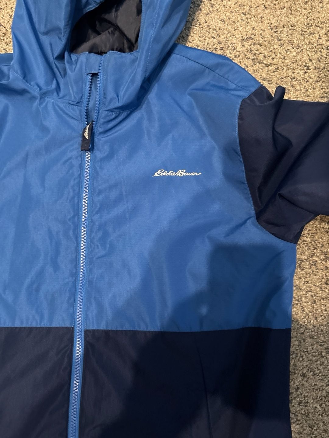 Eddie Bauer Kids L (14/16) Colorblock Hooded Windbreaker Jacket Blue 3