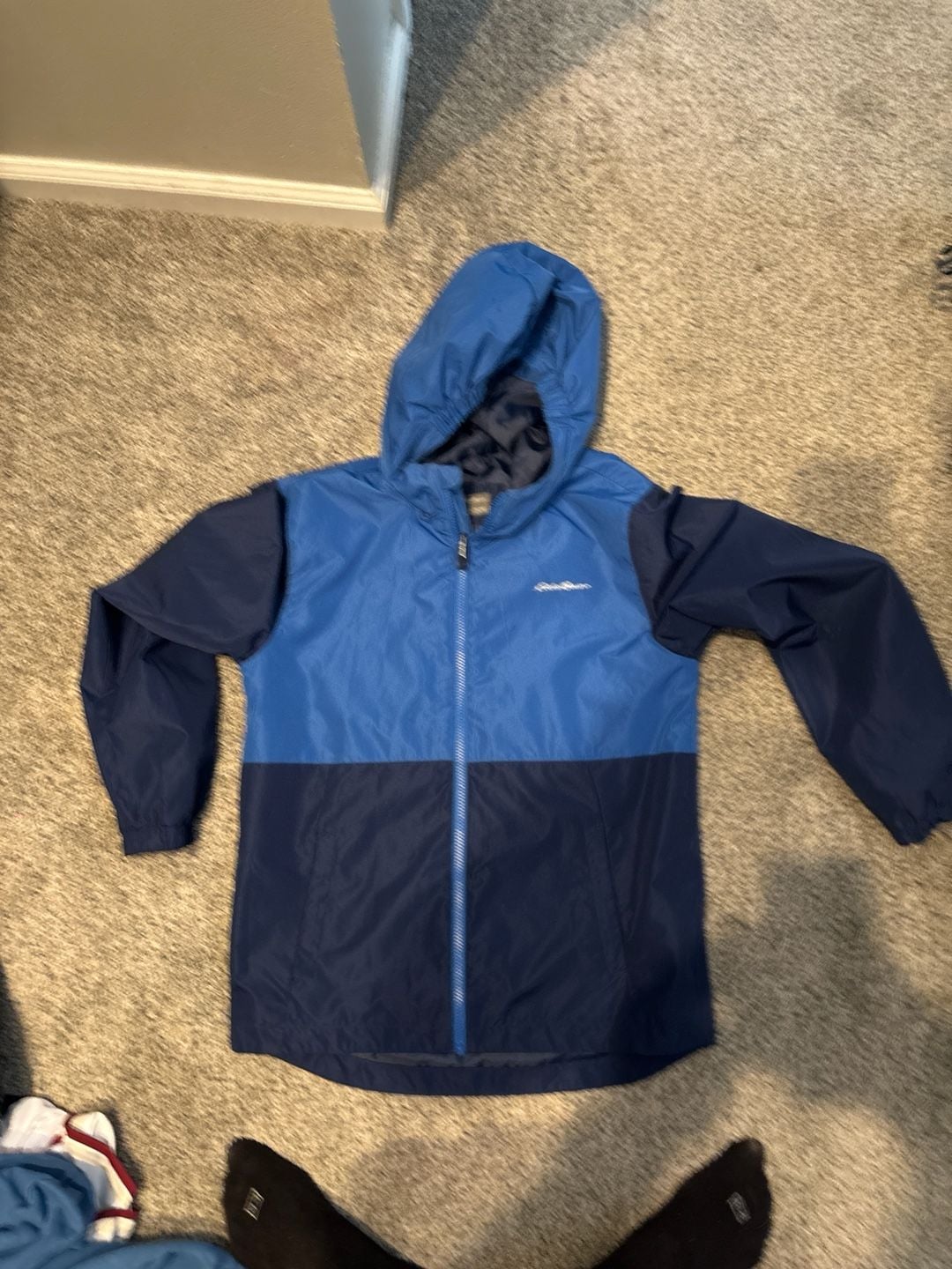 Eddie Bauer Kids L (14/16) Colorblock Hooded Windbreaker Jacket Blue 5