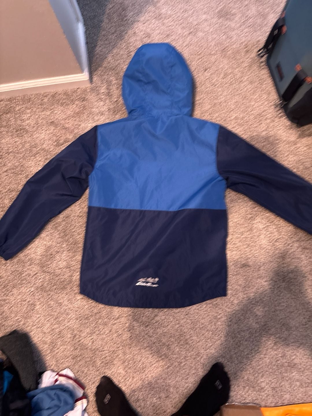 Eddie Bauer Kids L (14/16) Colorblock Hooded Windbreaker Jacket Blue 6