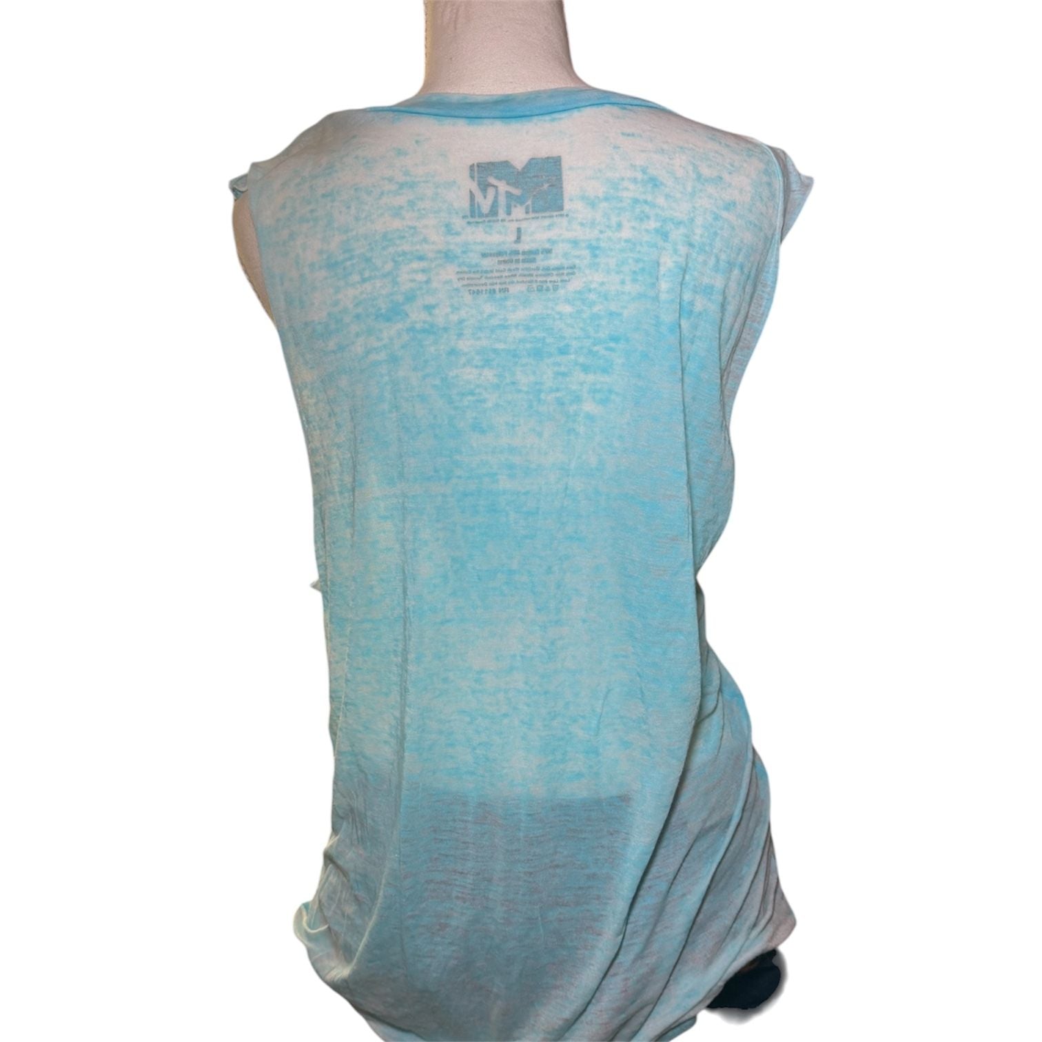 MTV Tie Dye Logo Tank Top Womens Large Blue Graphic Sleeveless Y2K Music TV 5