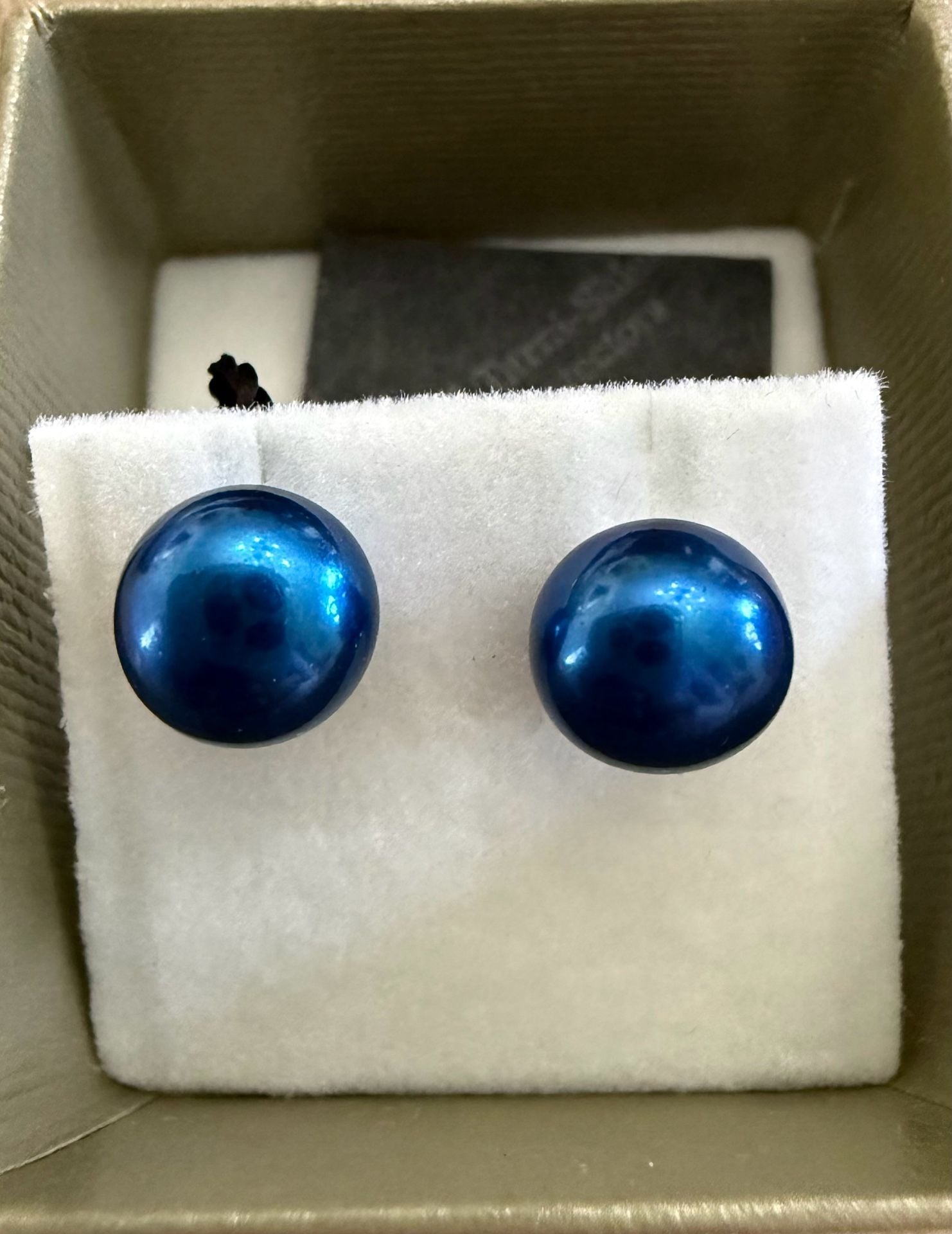 Honora Sterling Silver Electric Blue Cultured Button Pearl Stud Earrings 2